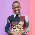 Designer Thebe Magugu when he won the 2019 LVMH Prize. Photo by CNN