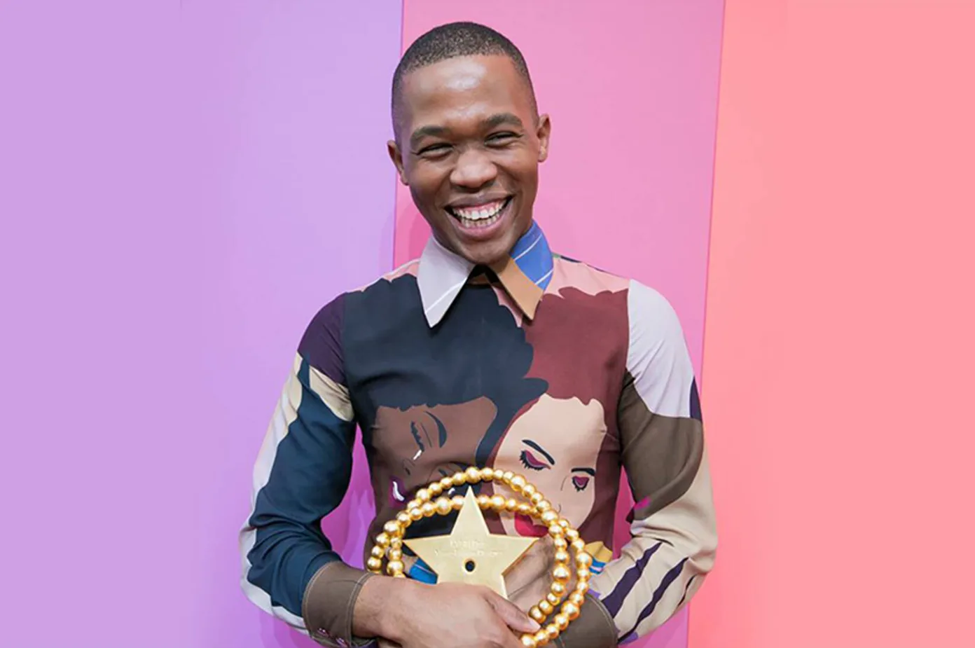 Designer Thebe Magugu when he won the 2019 LVMH Prize. Photo by CNN
